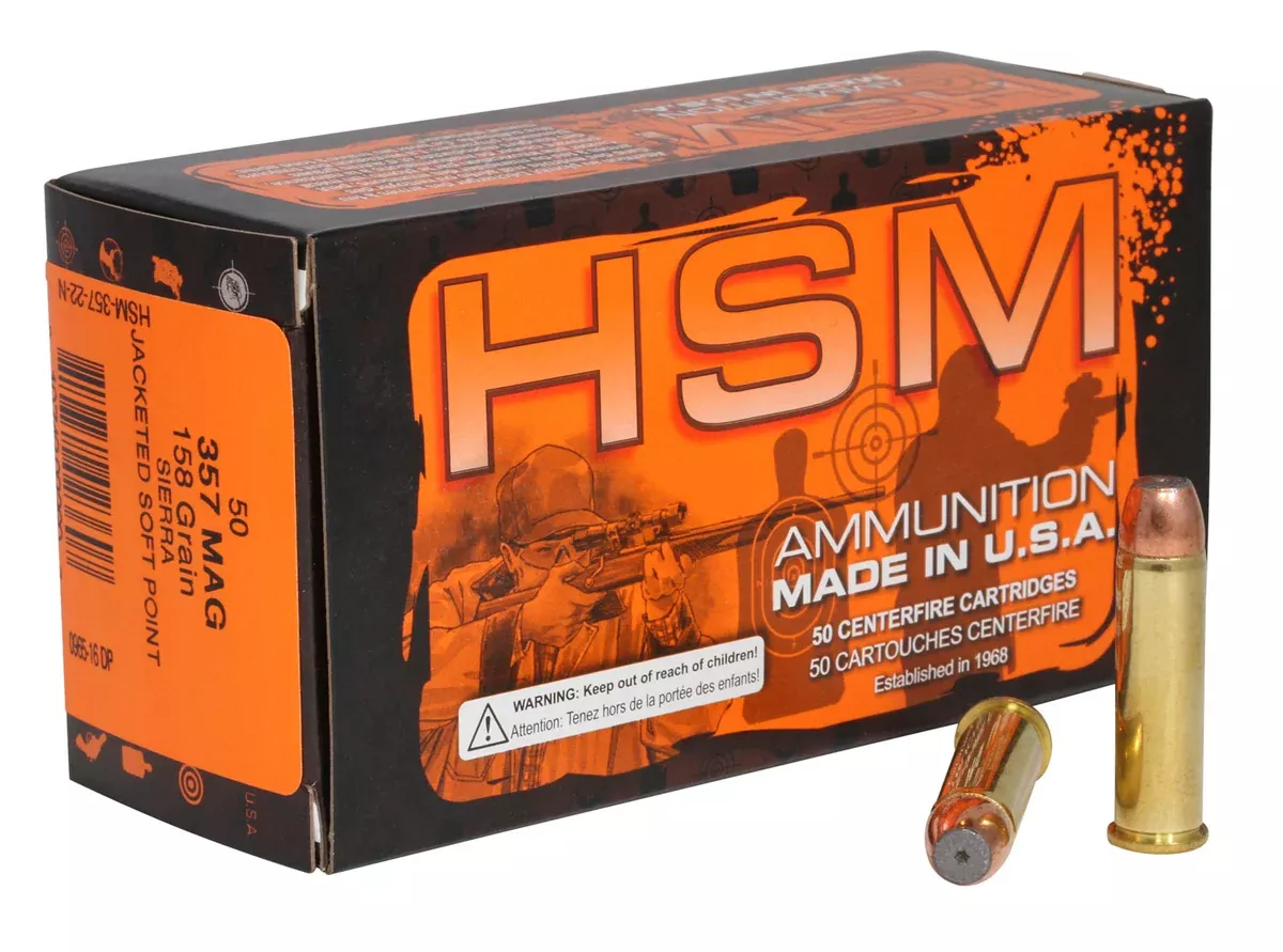 HSM 35722N Pro Pistol357 Mag 158 gr Jacketed Soft Point 50 Per Box/ 10 Case