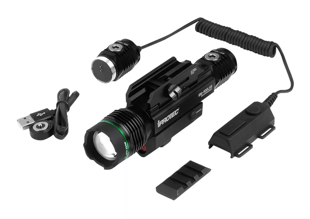 iProtec 6794 RM400LSR Firearm Light andLaser ComboBlack Anodized 40/400 Lumens Green Light Red Laser