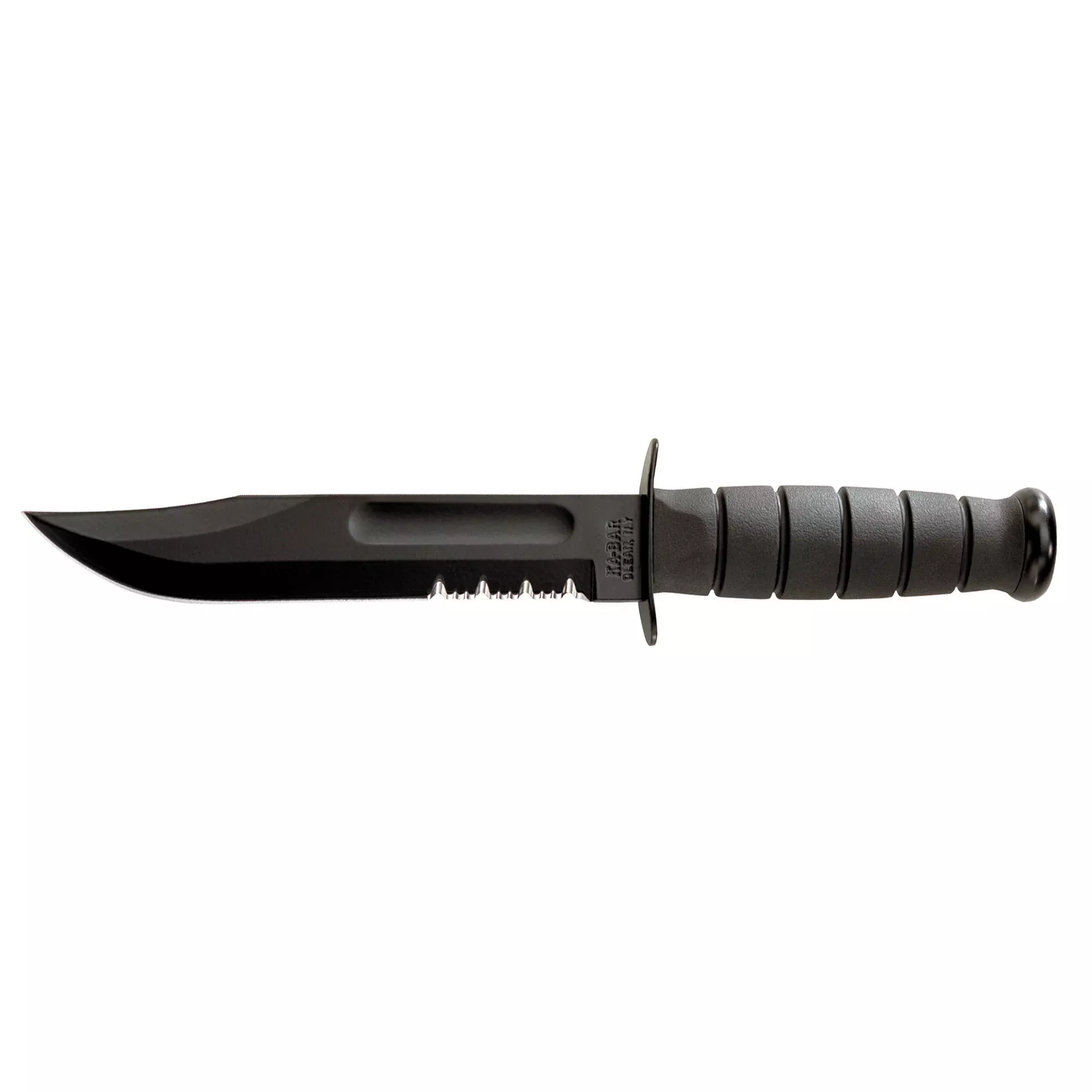 KA-BAR 1214 Fighting Knife 7" Black Serrated with Sheath