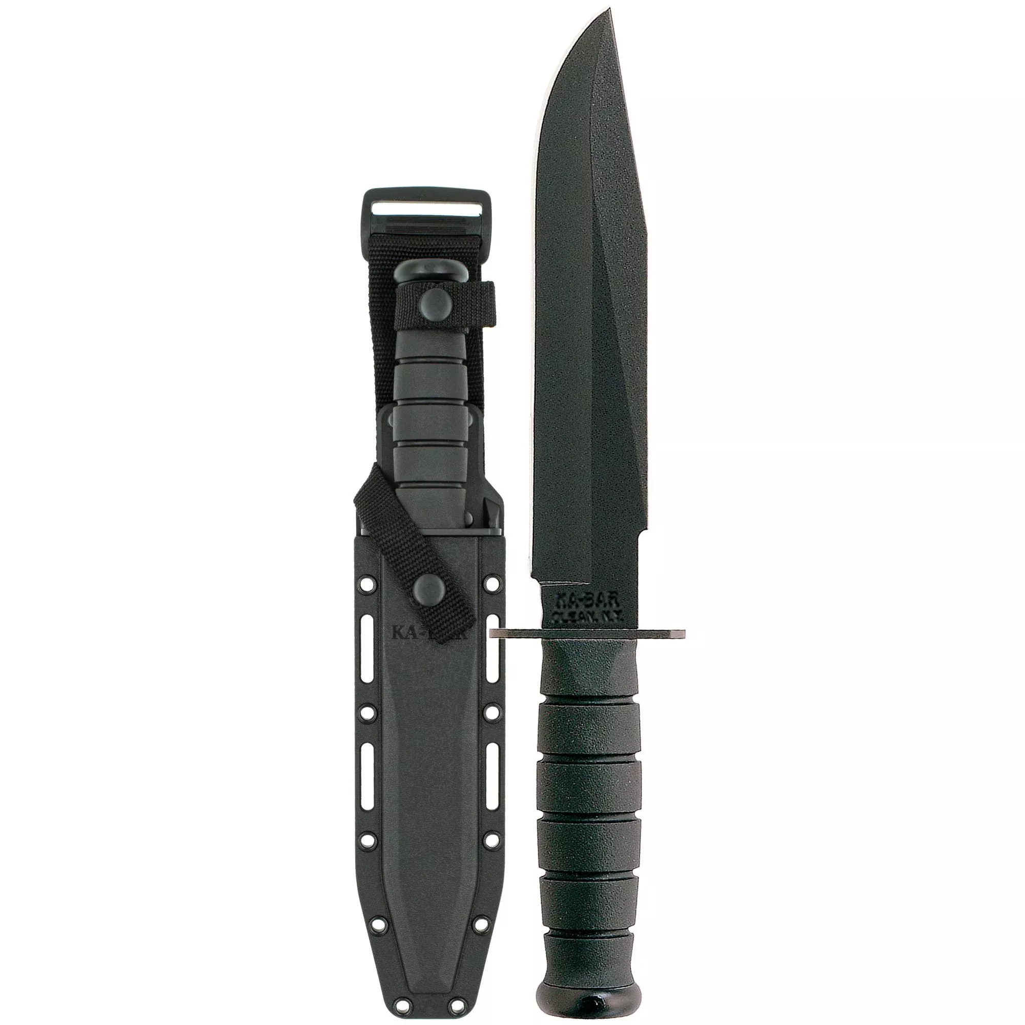 KA-BAR 1269 Fighter Fixed Blade Knife – 7" Straight Edge with Leather Sheath