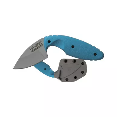 KA-BAR 1480SF TDI Astri MP Plain Edge Fixed Knife 5.625" Drop Point AUS 8A Stainless Steel Blade, Light Blue Zytel Handle
