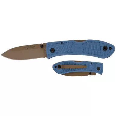 KA-BAR 4062D2 Dozier Hunter Folding Knife 7.25" Drop Point D2 Blade, Blue Zytel Handle