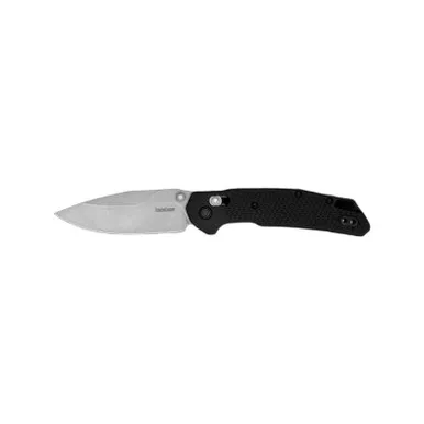 Kerhsaw 2037 Heist Folding Knife 3.2" D2 59-60 Stonewashed Clip Point Plain Edge Blade, Gray Glass-Filled Nylon Handle