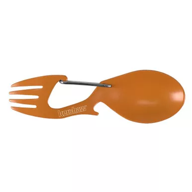 Kershaw 1140OR Ration (Spoon, Fork, Bottle Opener, & Carabiner), Sunset Orange