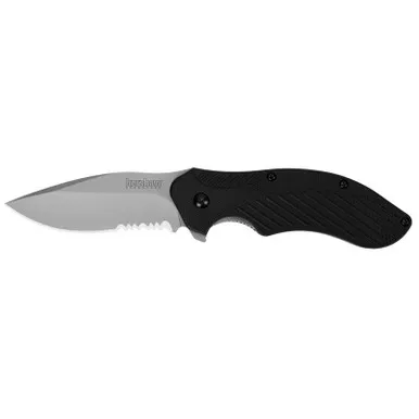 Kershaw 1605ST Clash, Serrated Folding Knife Assisted SpeedSafe Drop Point 3.10" 8Cr13MoV Partially Serrated Edge Blade, Black Handle