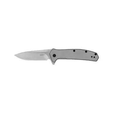 Kershaw 2044 Outcome Folding Knife 2.8" 8Cr13MoV Stonewashed Clip Point Plain Edge Blade, Silver Stainless Steel Handle