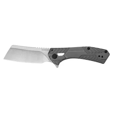 Kershaw 3445 Static Folding Knife Cleaver 2.90" Satin 8Cr13MoV Plain Edge Blade, Gray Handle