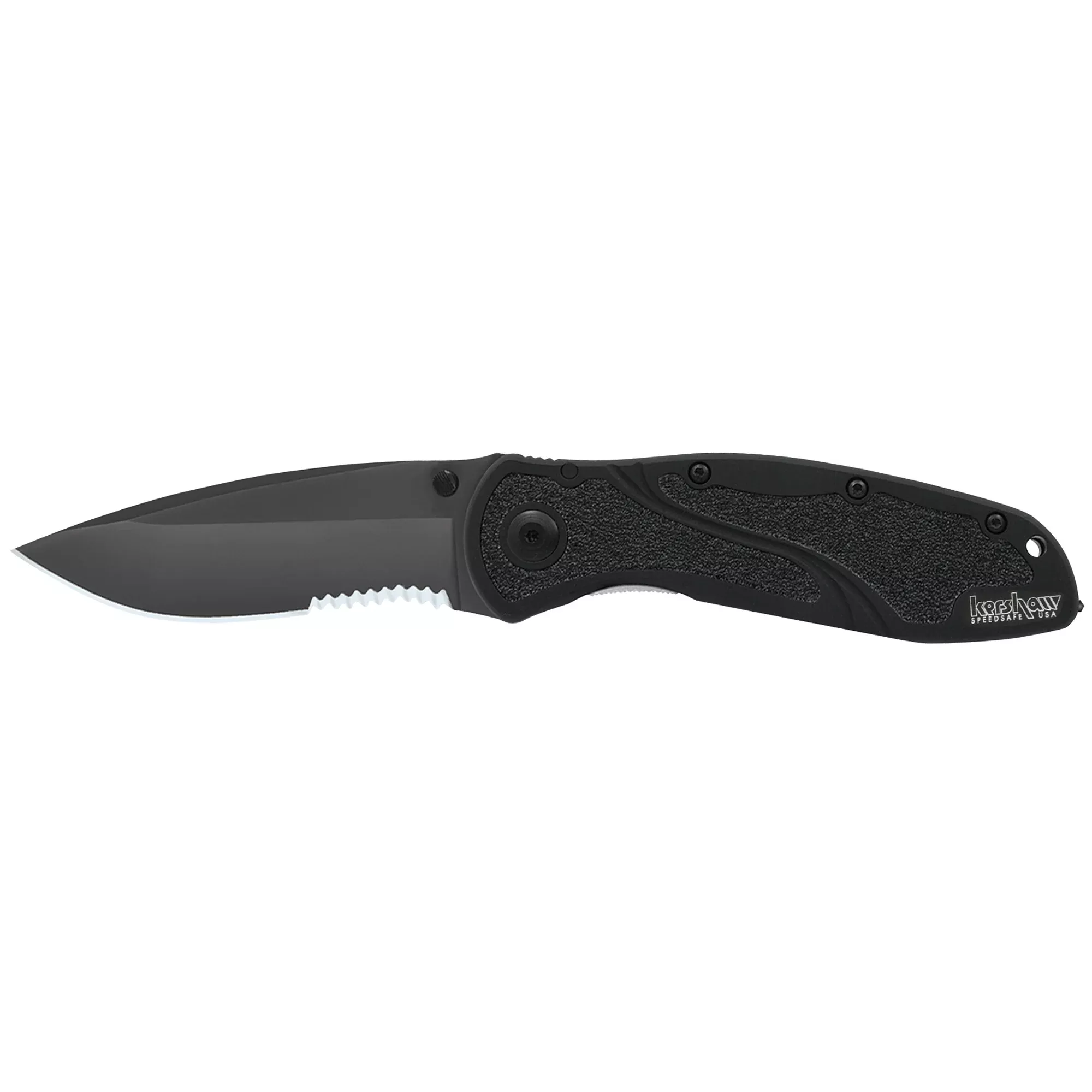 Kershaw Blur Glassbreaker Folding Knife – 3.4" Combo Blade with Emergency Tool