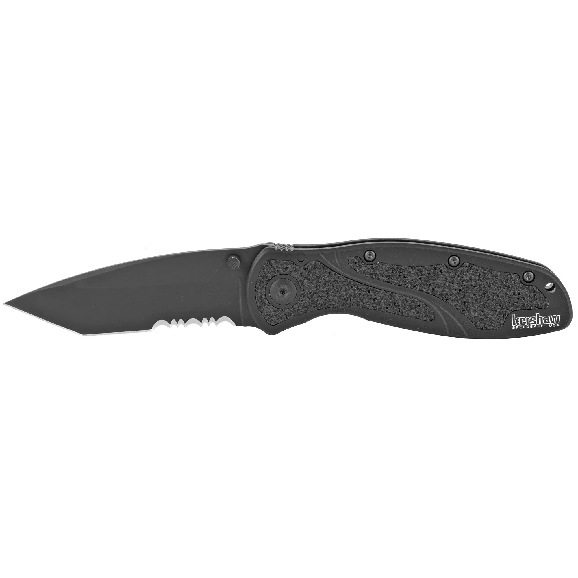 Kershaw Blur Tanto 3.4" Folding Knife – Black Blade with Serrations