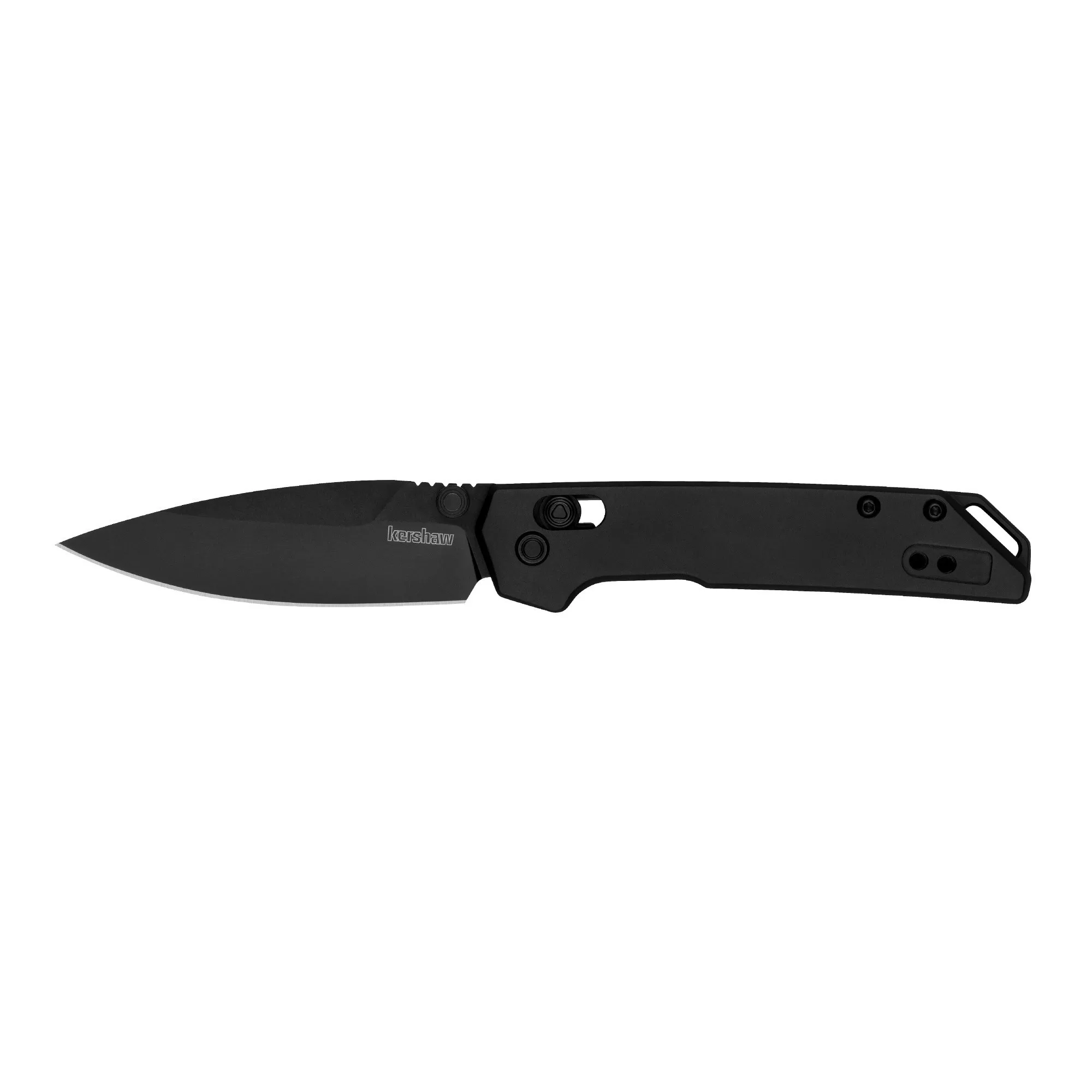 Kershaw Mini Iridium Folding Knife Plain Edge Spear Point Blade 3" Aluminum Black Handle