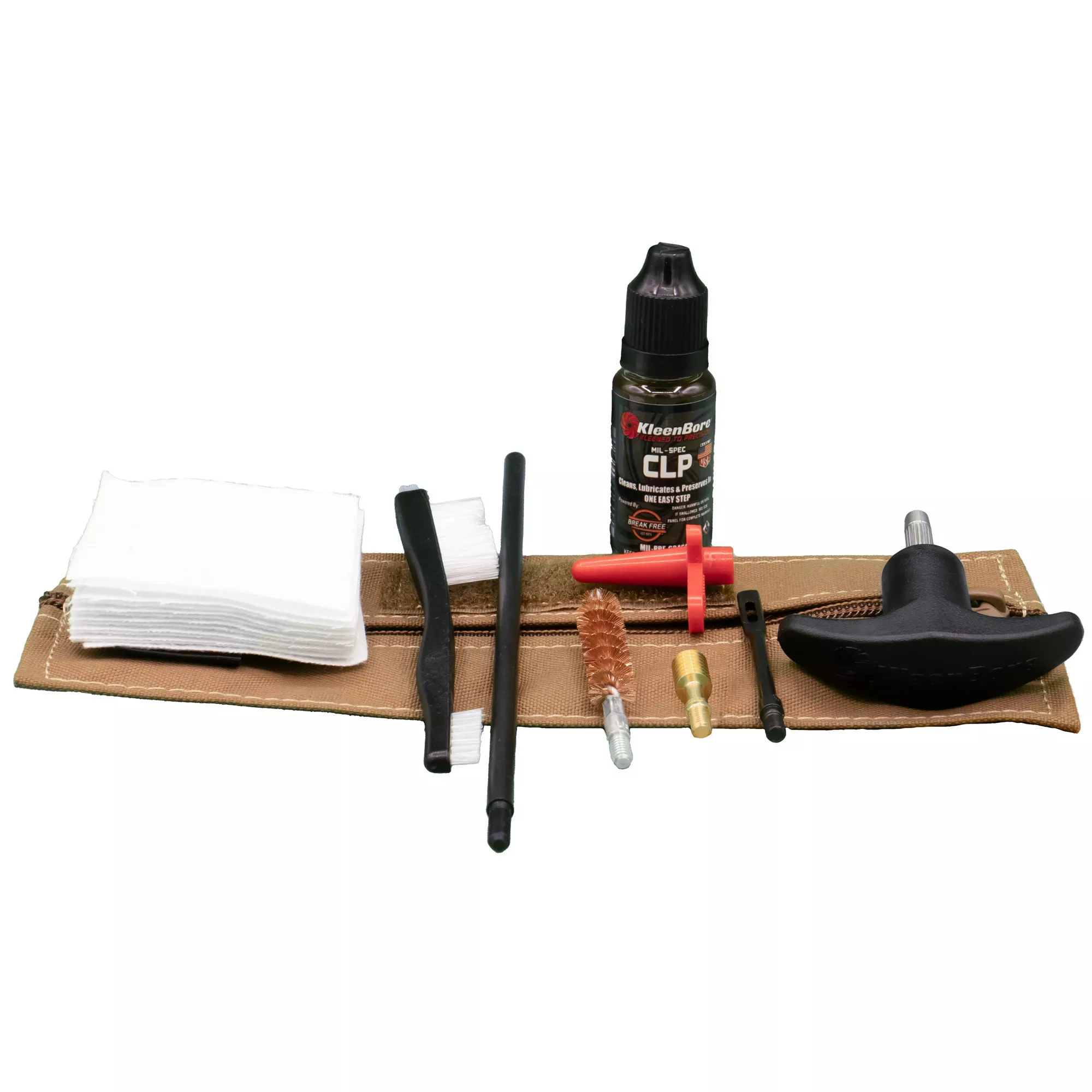 Kleen-Bore Compact Military/LE Handgun Tactical Cleaning Kit 9mm Coyote Case