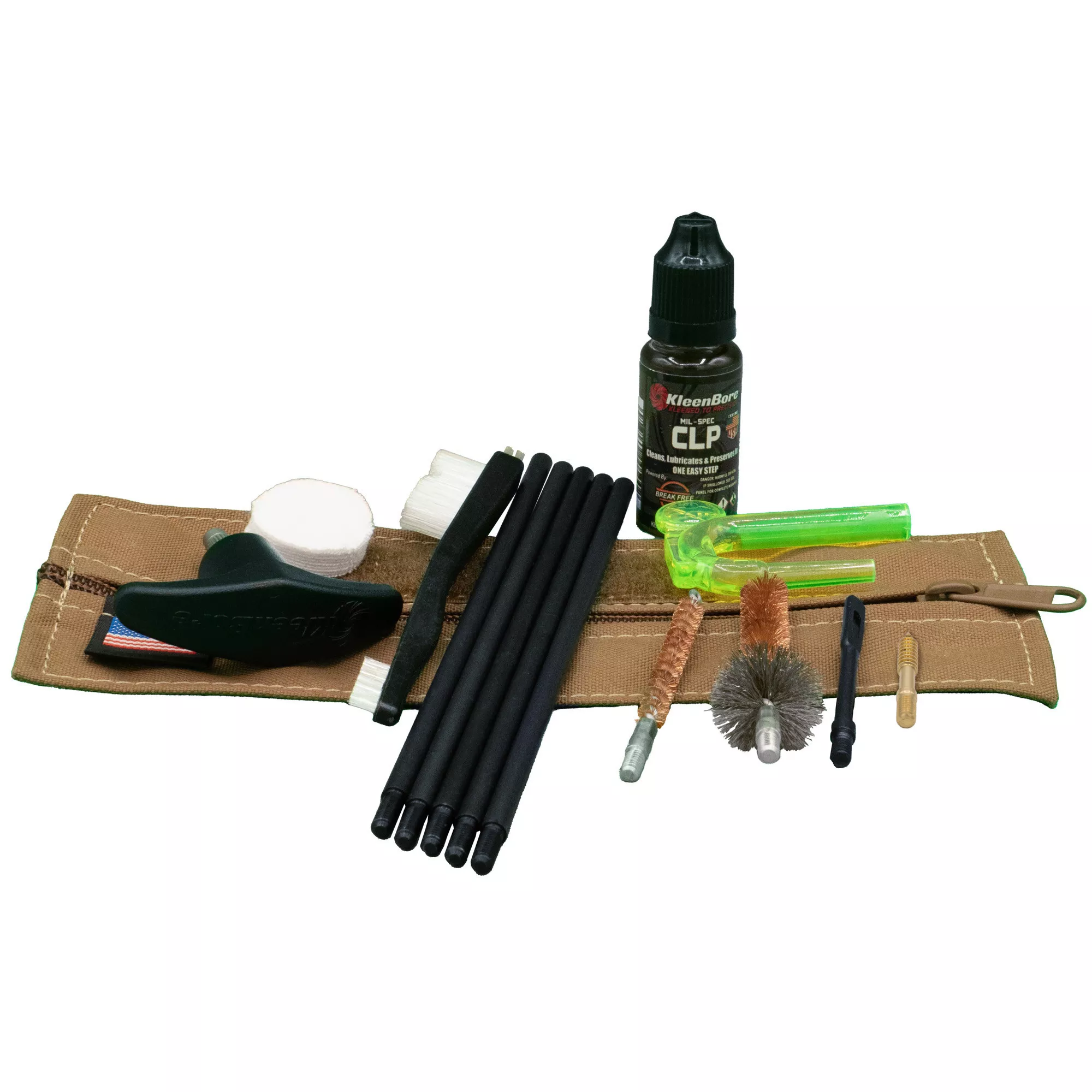 Kleen-Bore Compact Military/LE Rifle Tactical Cleaning Kit 223Rem/5.56mm Coyote Case