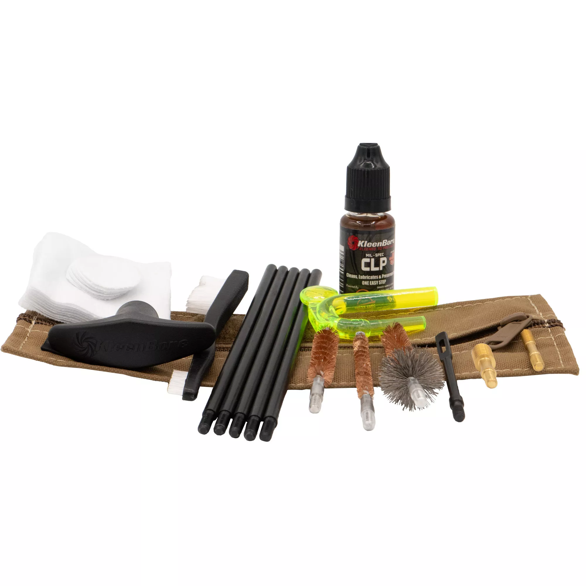 Kleen-Bore Compact Military/LE Tactical Cleaning Kit 9mm/5.56mm Coyote Case