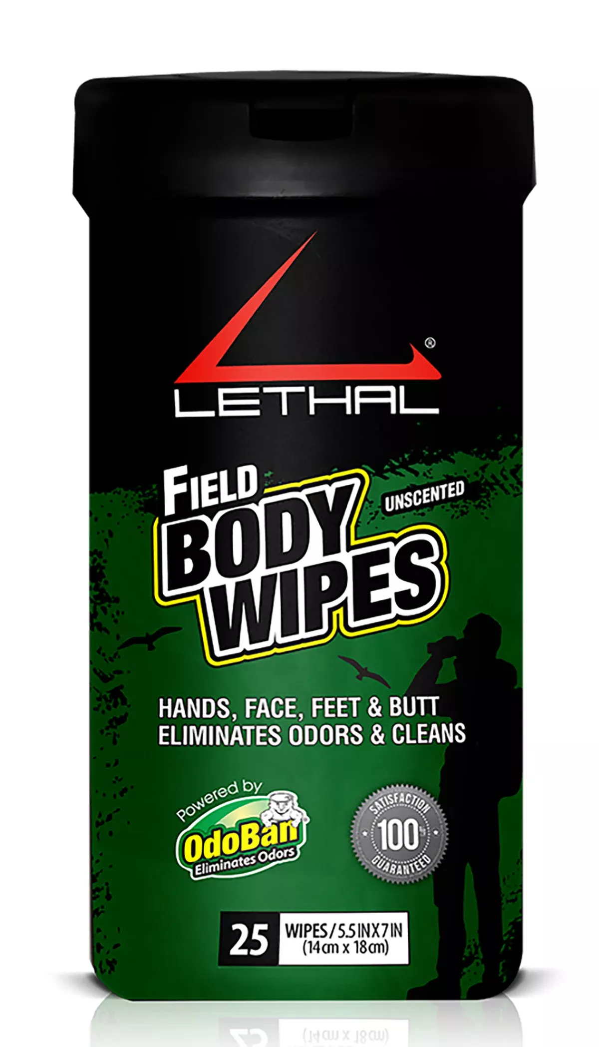 Lethal 9423W6725W Field Body WipesOdor Eliminator Bamboo Fiber Wipes 25 Per Pkg