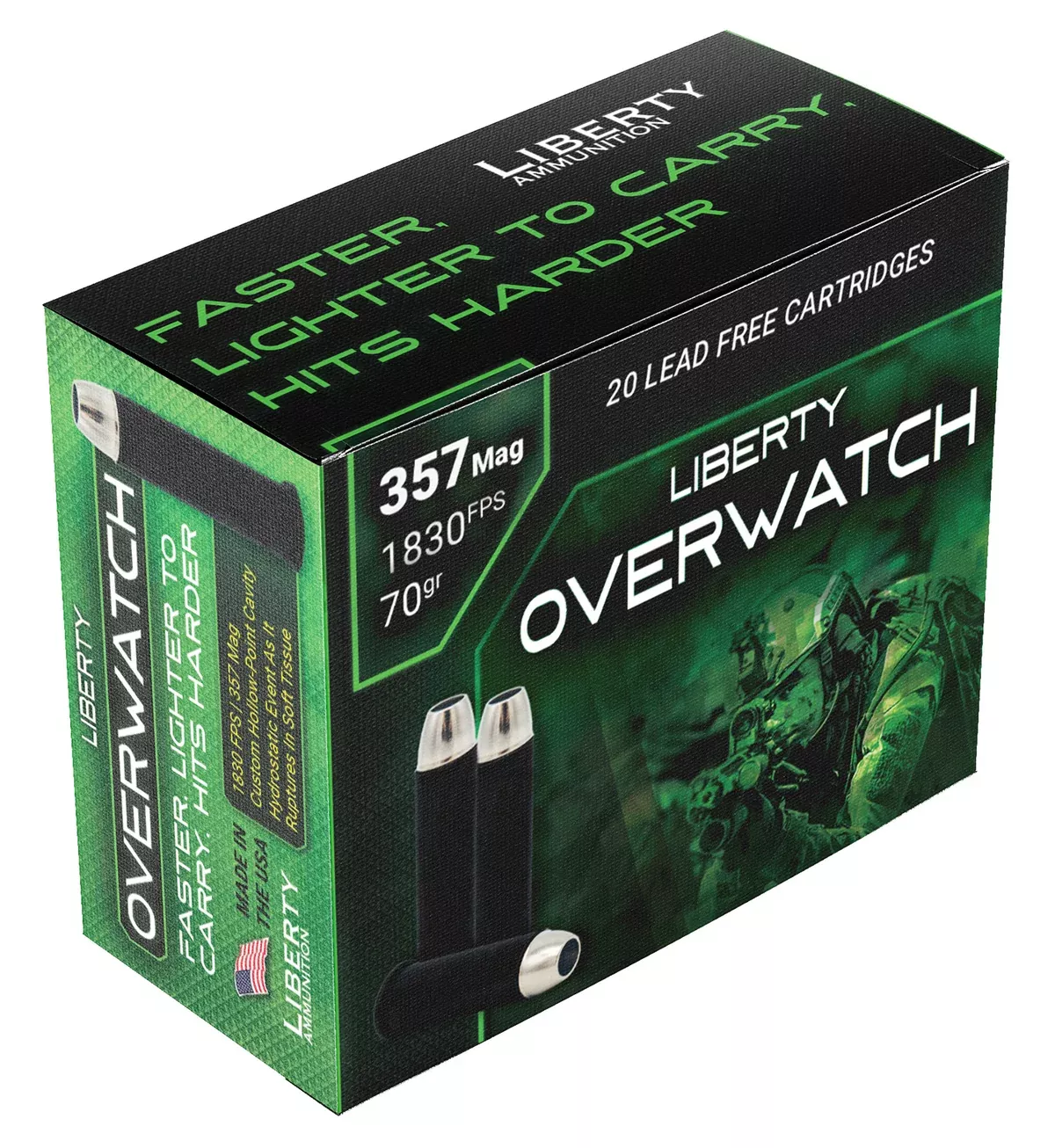 Liberty Ammunition LAOW357701830 OverWatch357Mag 70gr Open Cavity Design 20 Per Box/50 Case