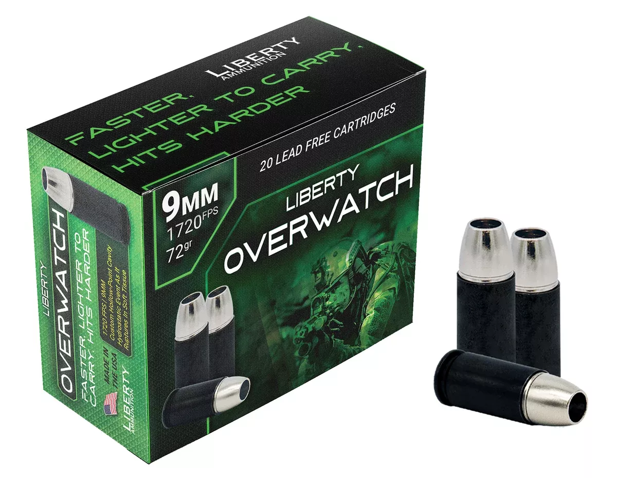 Liberty Ammunition LAOW9MM721700 OverWatch9mmLuger 72gr Open Cavity Design 20 Per Box/50 Case