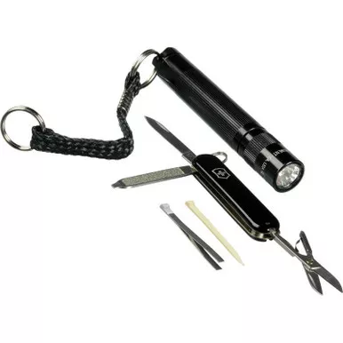 Maglite K3A492 Solitaire Incandescent AAA Single Cell Flashlight, Classic Swiss Army Knife Pack, Black