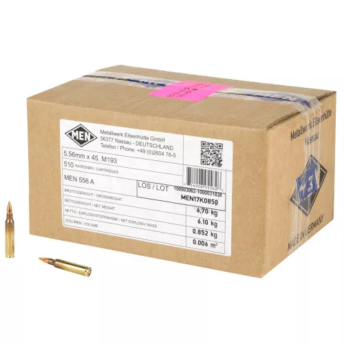 Magtech MEN - 5.56 Nato 55 Gr FMJ - 510RD Case