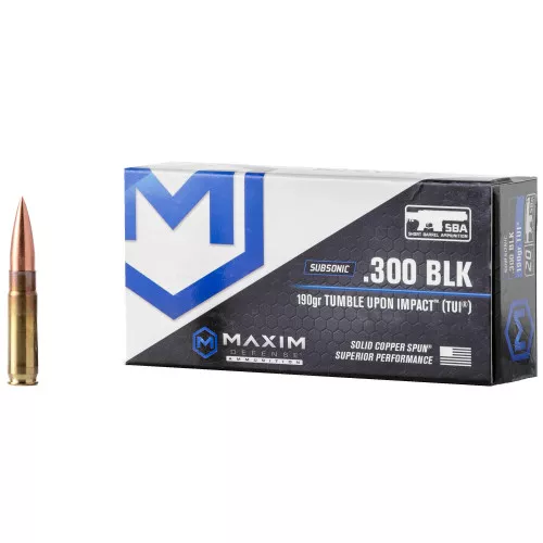 Maxim Defense - SBA 300 Blk Subsonic 190 Gr Solid Copper TUI- 20 Rds