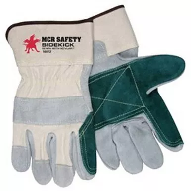 MCR Safety 16012 Sidekick Series Select Side Split Leather Double Palm Work Gloves w/ 2.5" Rubberized Cuff