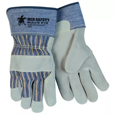 MCR Safety 1900 Sidekick 'A' Side Split Leather Palm, Kevlar Sewn Work Gloves w/ 2.75" Rubberized Cuff