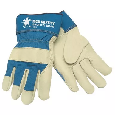 MCR Safety 1925 Mustang Premium Grain Pigskin Leather Palm Work Gloves w/ 2.5" Safety Cuff