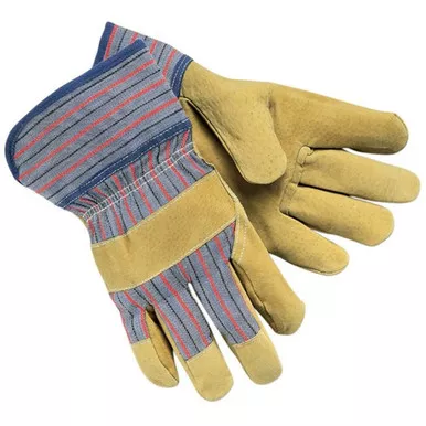 MCR Safety 1950 Split Pigskin Leather Palm Work Gloves w/ 2.5" Starched Safety Cuff
