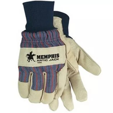 MCR Safety 1966 Artic Jack Grain Pigskin Insulated Leather Palm, Thermosock Lined Work Gloves w/ Knit Wrist