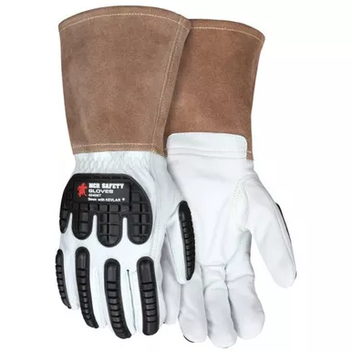 MCR Safety 48406T Premium Grain Goatskin Leather, TPR Back Thinsulate Lined Welding Work Gloves w/ 5" Split Cowskin Cuff
