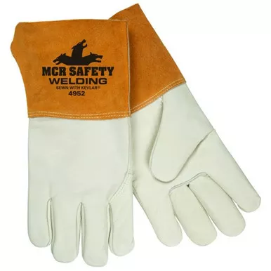MCR Safety 4952 Select Grain Cow Leather, Kevlar Sewn Welding Work Gloves w/ 4.5" Russet Split Cuff