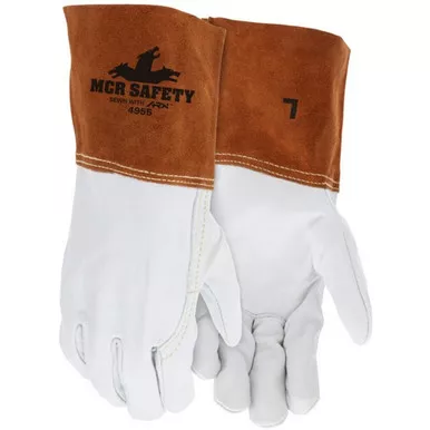 MCR Safety 4955 CV Top Cow Grain Leather, ARX Cut Resistant Sewn Welding Work Gloves w/ 4" Split Gauntlet Cuff