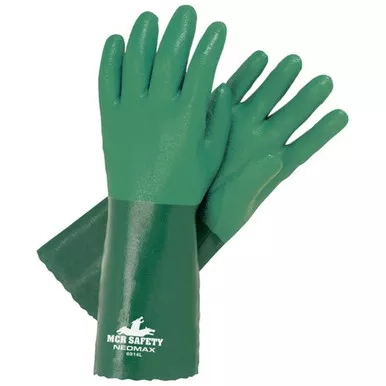 MCR Safety 6914 NeoMax™ 14" Double Dipped Sandy Green Neoprene, Brushed Interlock Lined Work Gloves