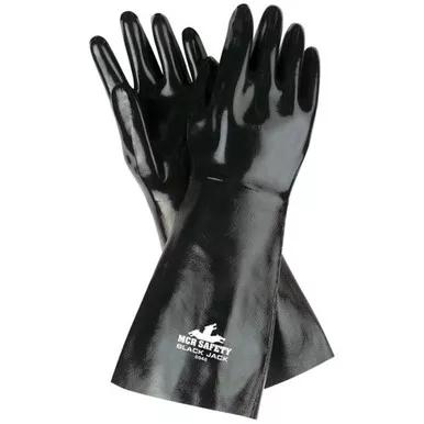 MCR Safety 6928 Black Jack 18" Multi-Dipped Smooth Black Neoprene Coated, Brush Interlock Lined Gloves