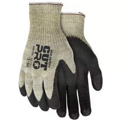 MCR Safety 93891PU Cut Pro 10 Gauge Kevlar/Synthetic Shell w/ Stainless Steel Strands, Polyurethane Coated Palm & Fingertips, Cut Resistant Work Gloves