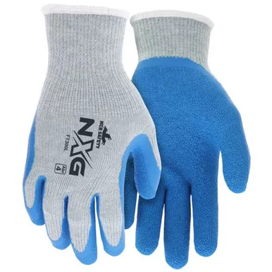 MCR Safety FG300 10 Gauge NXG Gray Cotton/Polyester Shell, Blue Latex Coated Palm & Fingers Work Gloves