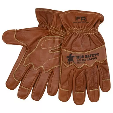 MCR Safety MU3624 Mustang Utility Premium Goatskin Leather, Double Palm, Unlined, Kevlar Sewn Work Gloves w/ Wing Thumb