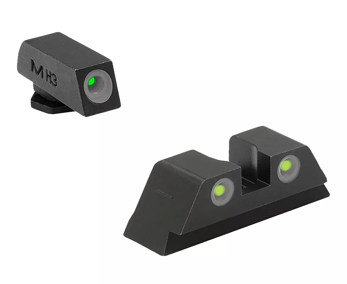 Meprolight USA 102223201 Tru-DotGreen Tritium White Outline Front Sight-Yellow Tritium White Outline Rear Sight Glock 10 MM/.45ACP