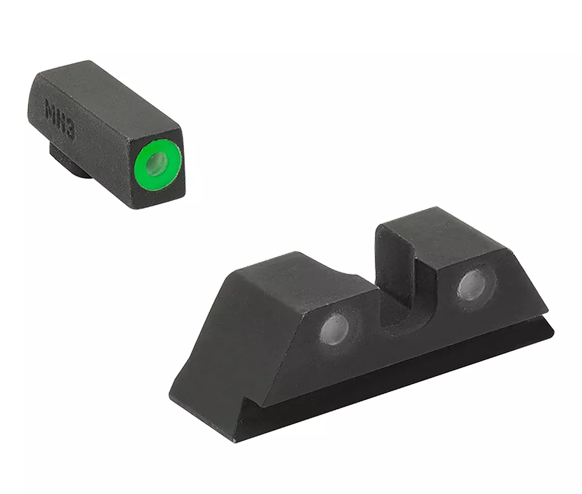 Meprolight USA 402243111 Hyper-Bright Sight Set Green Tritium/Black Frame Compatible w/Glock 17/17L/19/22/23, Post/Dovetail Mount