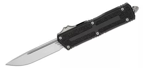 Microtech Scarab II - Drop Point - Stonewash - Aluminum Handles - 3M Traction