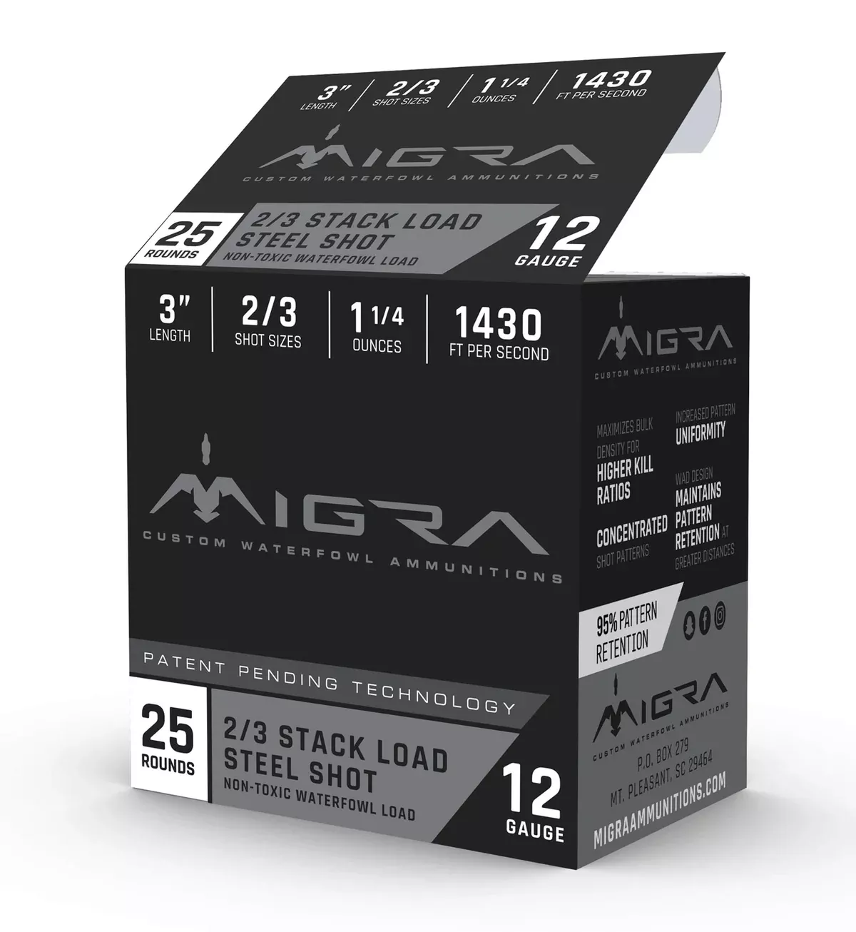 Migra Ammunitions M12S23 Staxd12Gauge 3" 1 1/4oz 2/3Shot 25 Per Box/10 Case