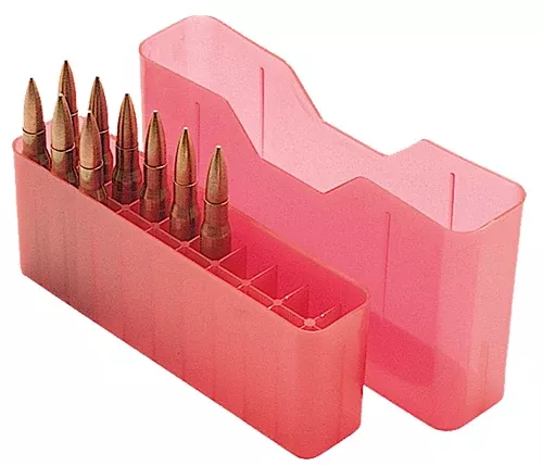 MTM Case-Gard J20L29 Slip-Top Ammo BoxMulti-Caliber Clear Red Polypropylene 20rd