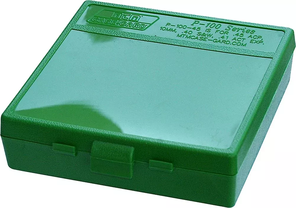 MTM Case-Gard P100910 Ammo Box Flip-Top Multi Caliber Green Polypropylene 100rd