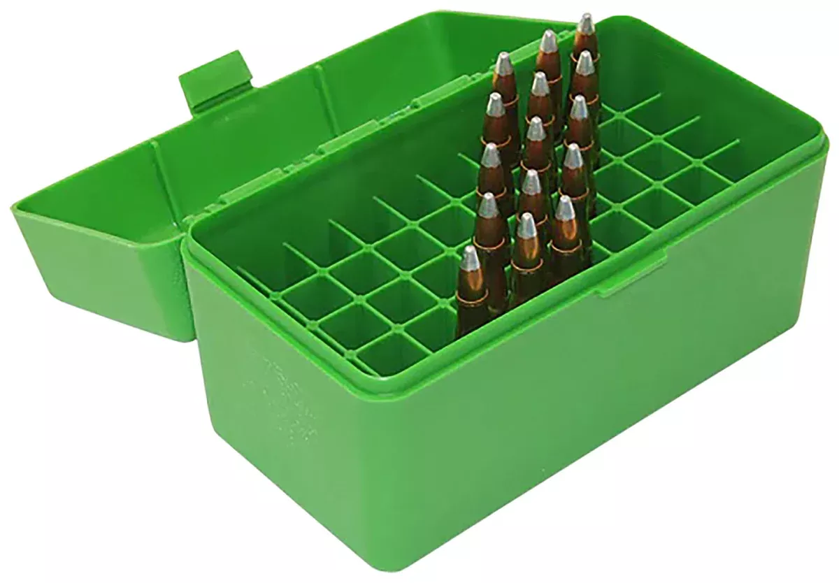 MTM Case-Gard RS5010 Ammo Box Flip-Top 223Rem/204Ruger Green Polypropylene 50rd