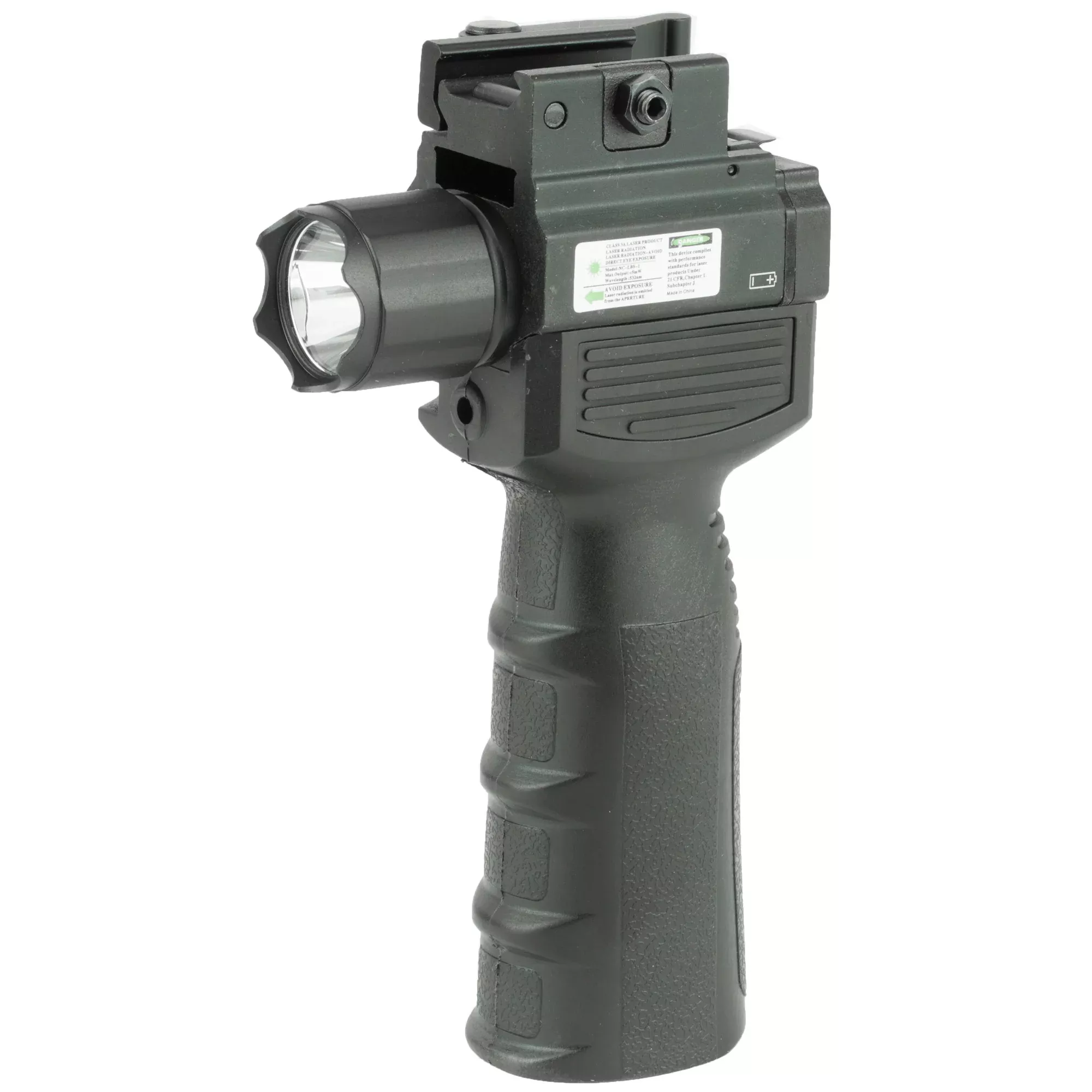 NcSTAR VAQVGFLGV2 Vertical Grip with Light and Green Laser – Picatinny Rail