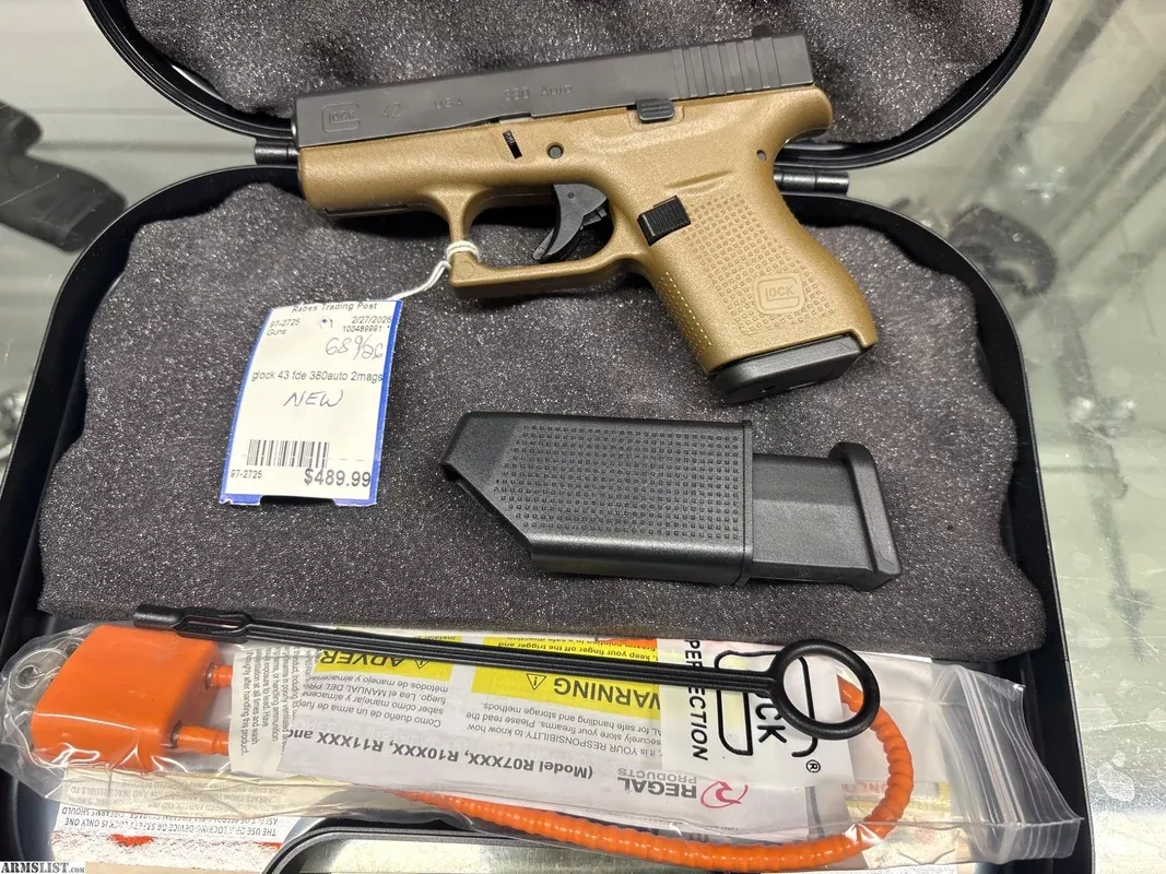 New Glock 43 FDE 380 auto from Rabe’s Guns near Monongahela, Pittsburgh, PA