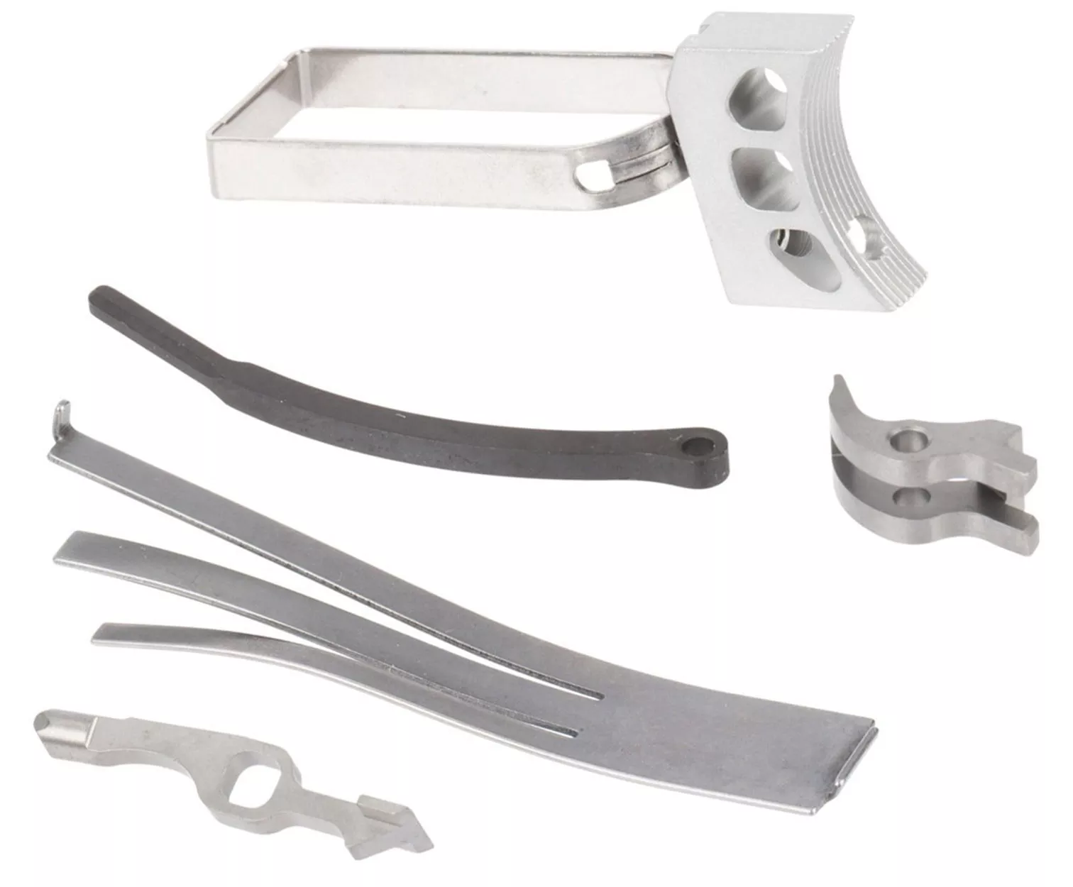 NightHawk Custom 1911 Curved Trigger Kit Carbon Silver