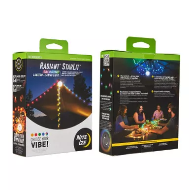 Nite Ize RSLRL-07S-R8 Radiant StarLit™ Rechargeable Lantern + String Light, Disc-O Select™
