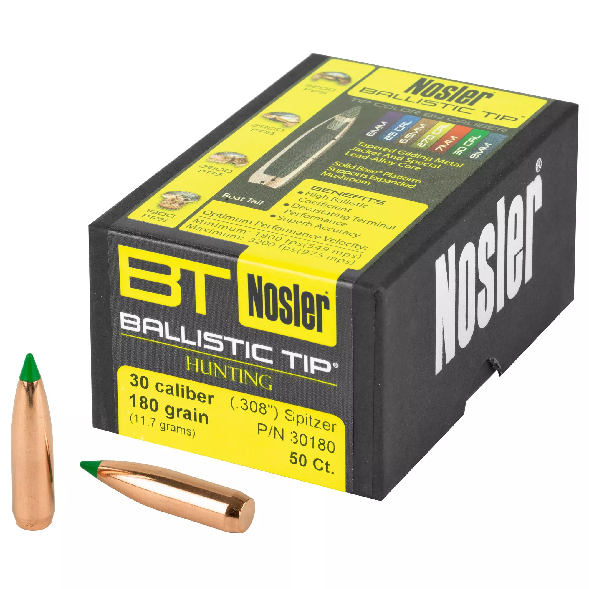 Nosler 30 Cal 180gr Bullets – 50 Count