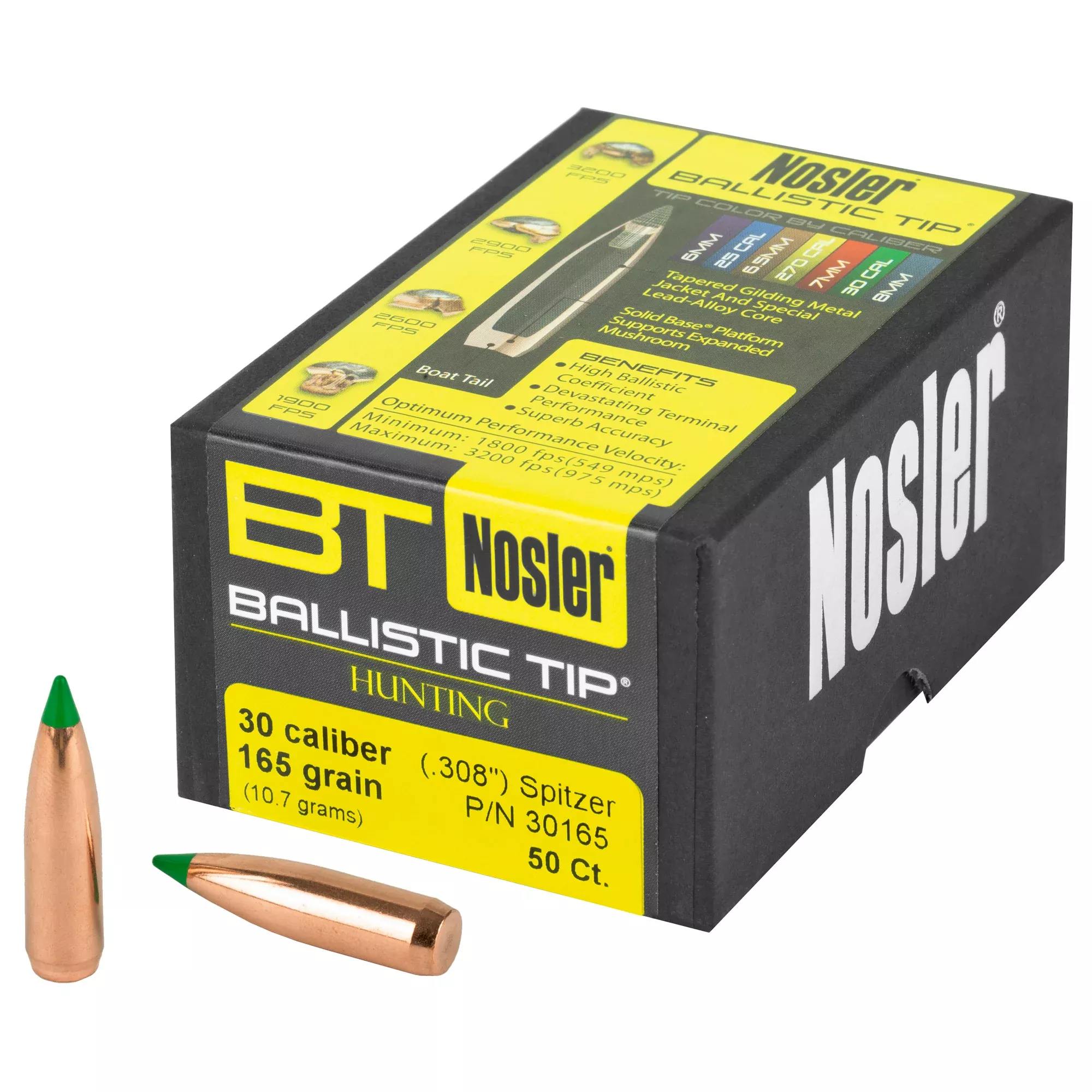 Nosler 30 Caliber 165 Grain Bullets – 50 Count
