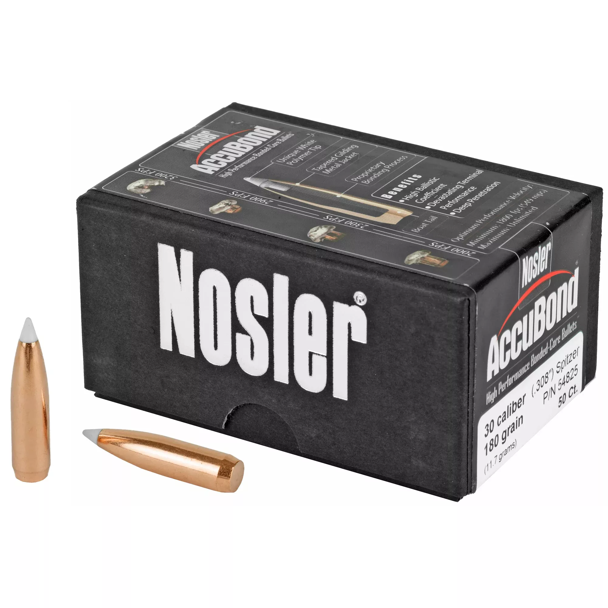 Nosler 30 Caliber 180gr AccuBond Bullets – 50 Count